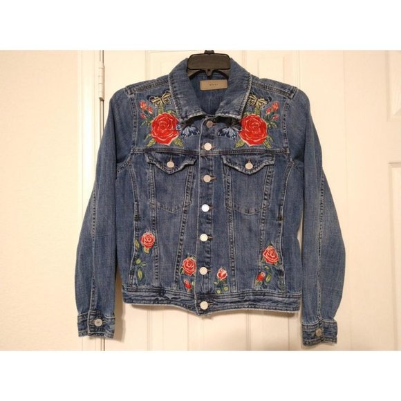 Blank NYC Jackets & Blazers - BLANK NYC Medium Jean Denim Jacket Embroidered